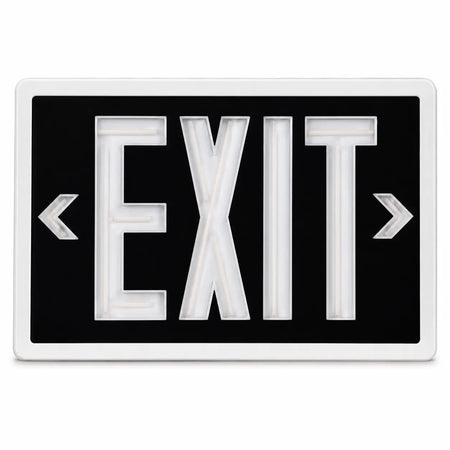 Tritium Self Luminous Exit Sign Black Face White Housing