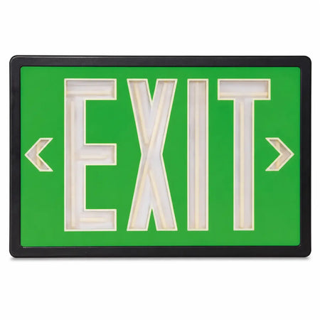 Tritium Self Luminous Exit Sign Green Face Black Housing