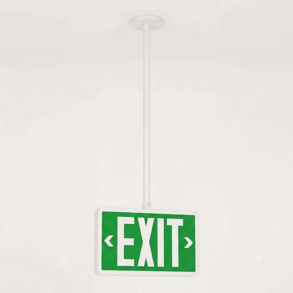 Tritium Self Luminous Exit Sign Green Face White Housing