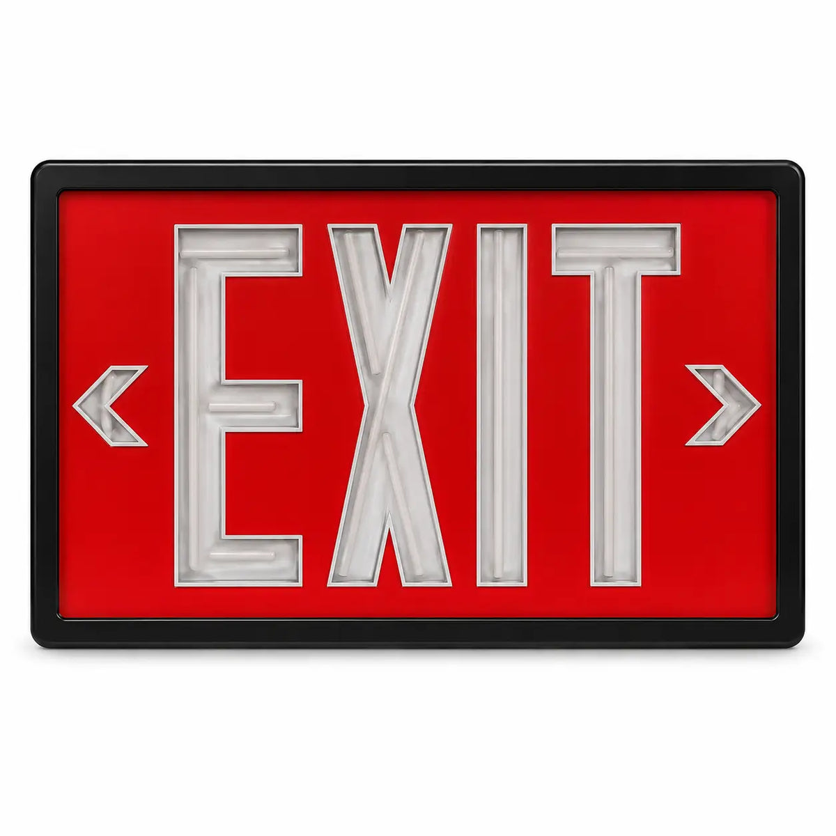 Tritium Self Luminous Exit Sign Red Face Black Housing