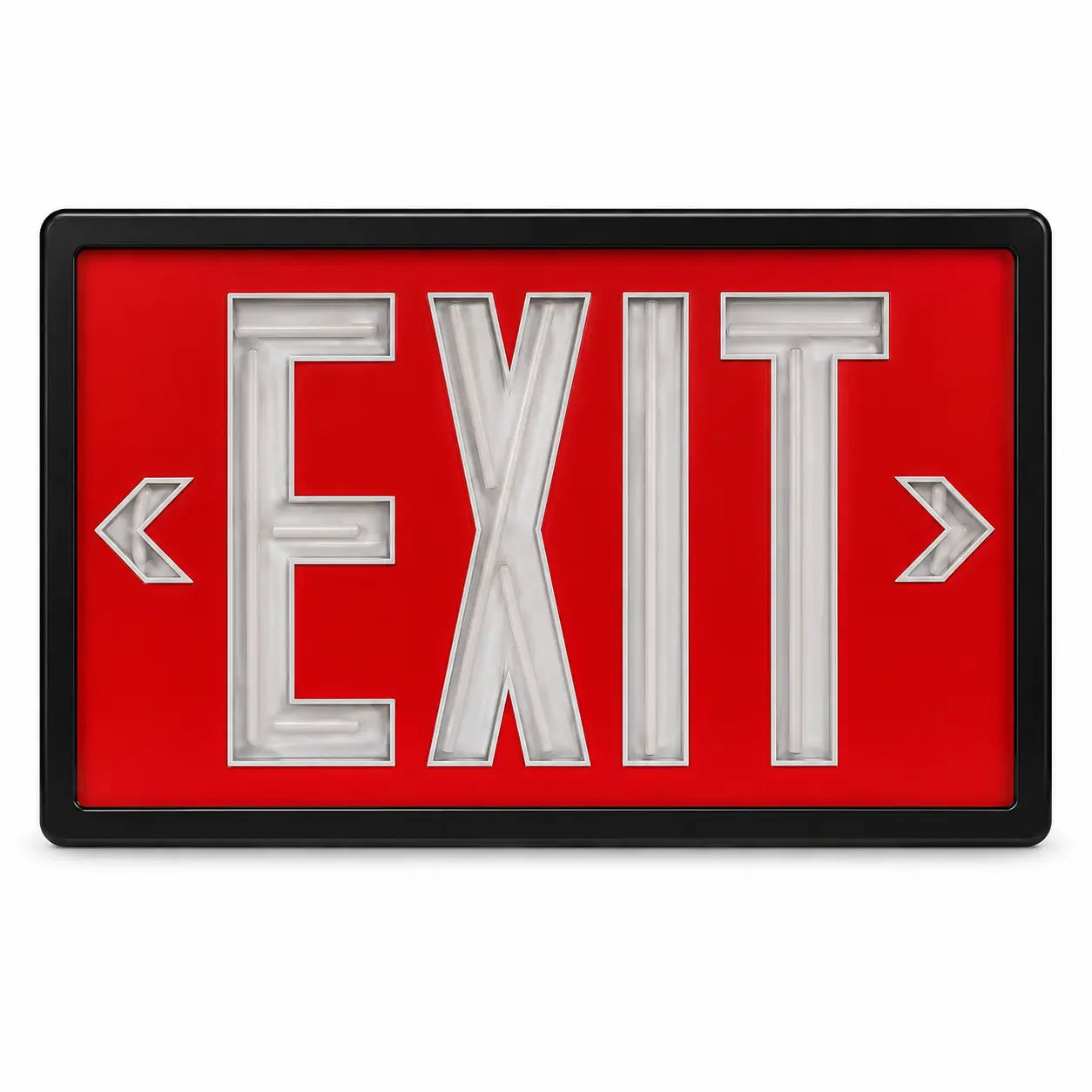 Tritium Self Luminous Exit Sign Red Face Black Housing