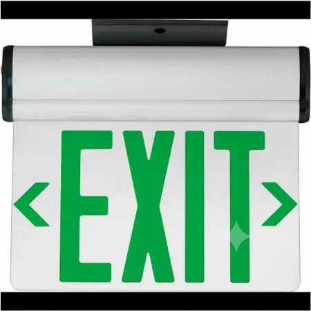 Two Circuit Edge Lit Exit Sign Green LED - Surface Mount - UL Listed