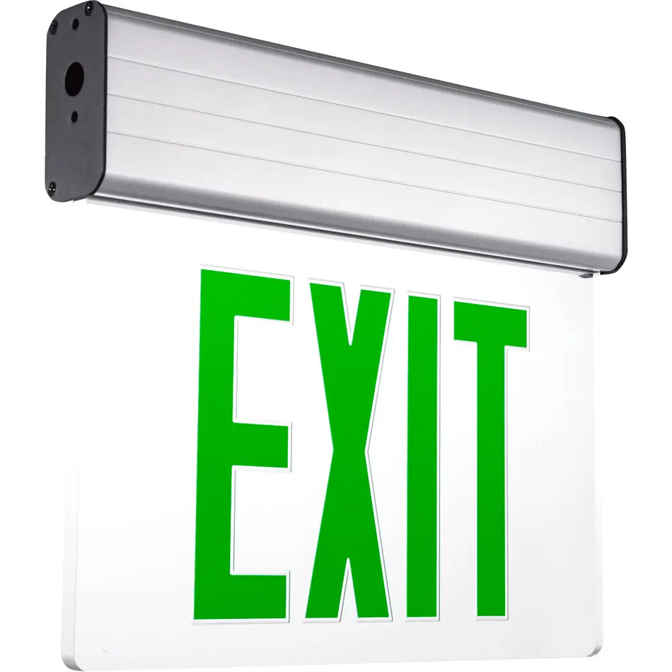 Two Circuit Edge Lit Exit Sign Green LED - Surface Mount - UL Listed