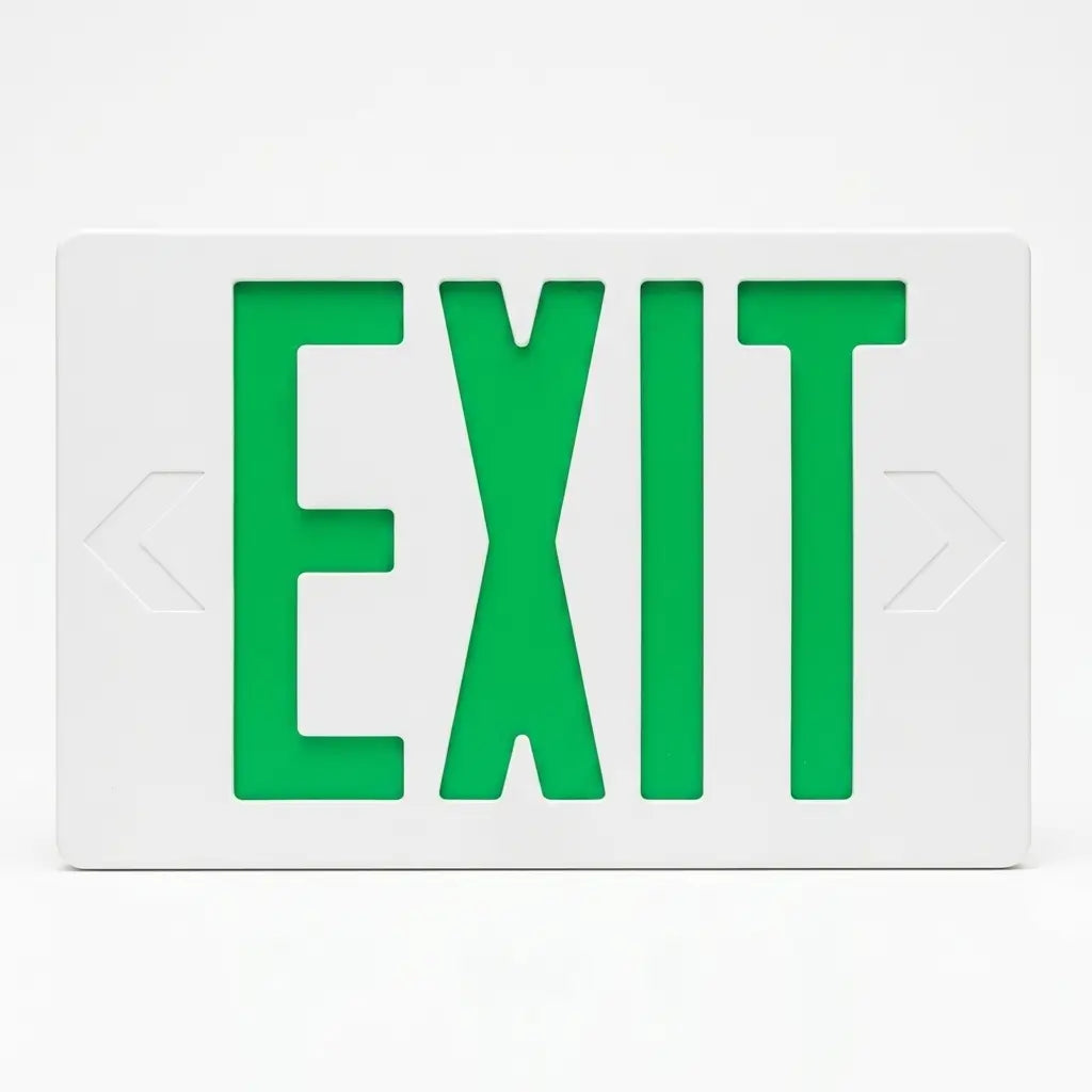 Two Circuit Operation Exit Sign- Thermoplastic - Universal Mount - Green LED