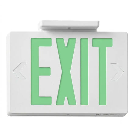 Two Circuit Operation Exit Sign- Thermoplastic - Universal Mount - Green LED