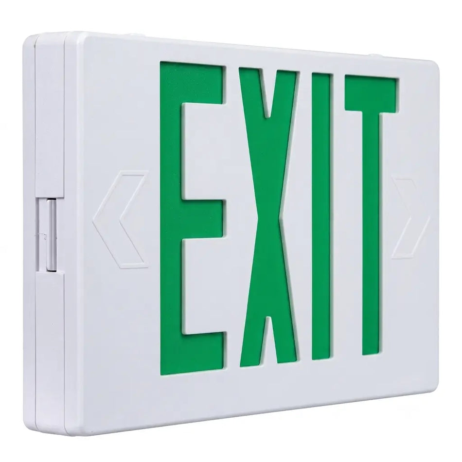 Two Circuit Operation Exit Sign- Thermoplastic - Universal Mount - Green LED