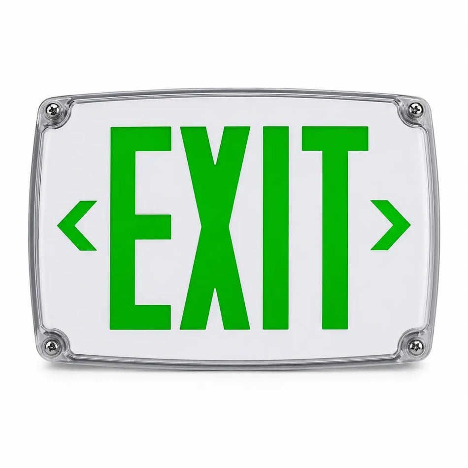 Two Circuits - Cold Weather Green LED Exit Sign - 120 or 277 Volt, front view