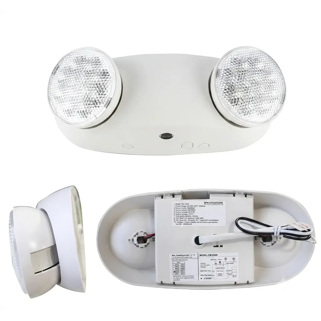 Ultra Bright LED with Adjustable Heads - Code Compliant - 90 Minute Battery  5yr Warranty