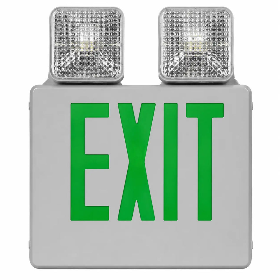 Value Series "Swingarm" Green LED Combo Exit with Back-up Battery 4/Case, front view