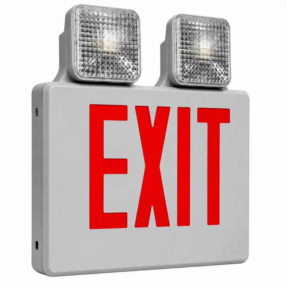 Value Series "Swingarm" Red LED Combo Exit with Back-up Battery 4/Case, side view
