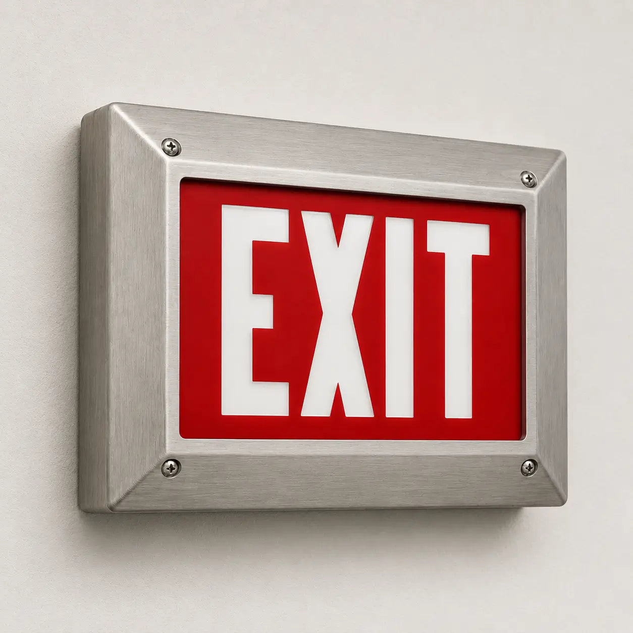 Vandal-Proof Institutional Steel Frame Tritium Sign Exit Sign - Extended Lead Times, ceiling mounted view