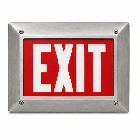 Vandal-Proof Institutional Steel Frame Tritium Sign Exit Sign - Extended Lead Times, front view