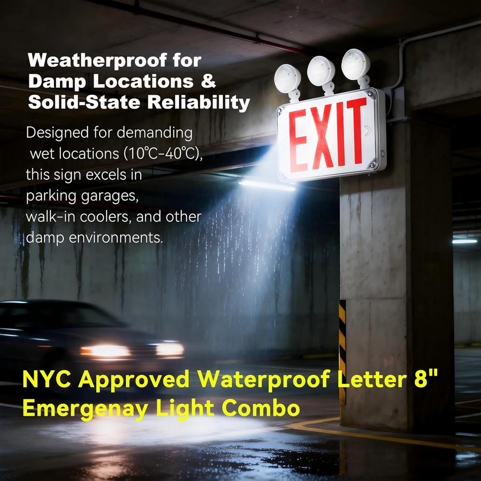 Outdoor Rated New York City Exit with Lights 
