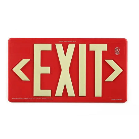 Wet Location Outdoor Rated Wireless Photoluminescent Electric Exit Sign 100' Viewing