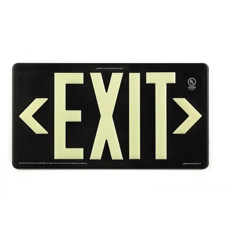 Wet Location Outdoor Rated Wireless Photoluminescent Electric Exit Sign 100' Viewing