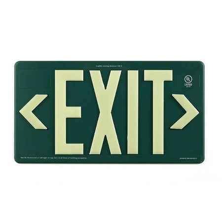 Wet Location Outdoor Rated Wireless Photoluminescent Electric Exit Sign 100' Viewing