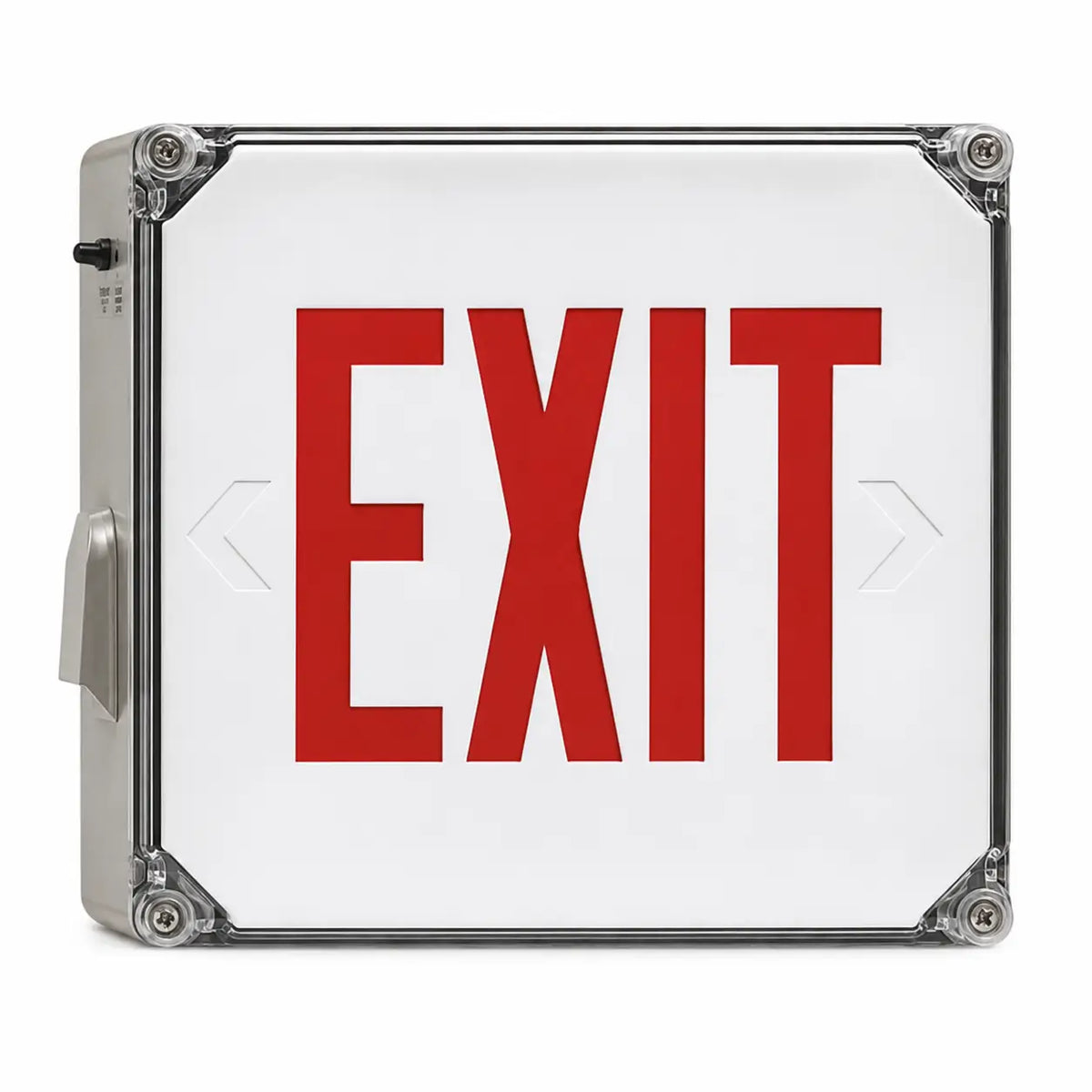 Wet Location Red LED Emergency Exit Sign with Battery Backup, front view