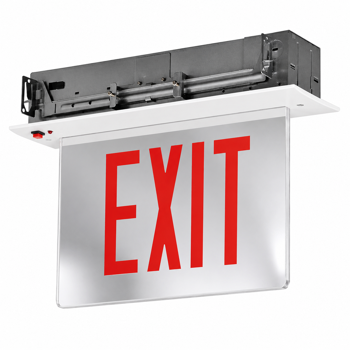 exit sign ceiling mount with white trim- recessed - code complaint 