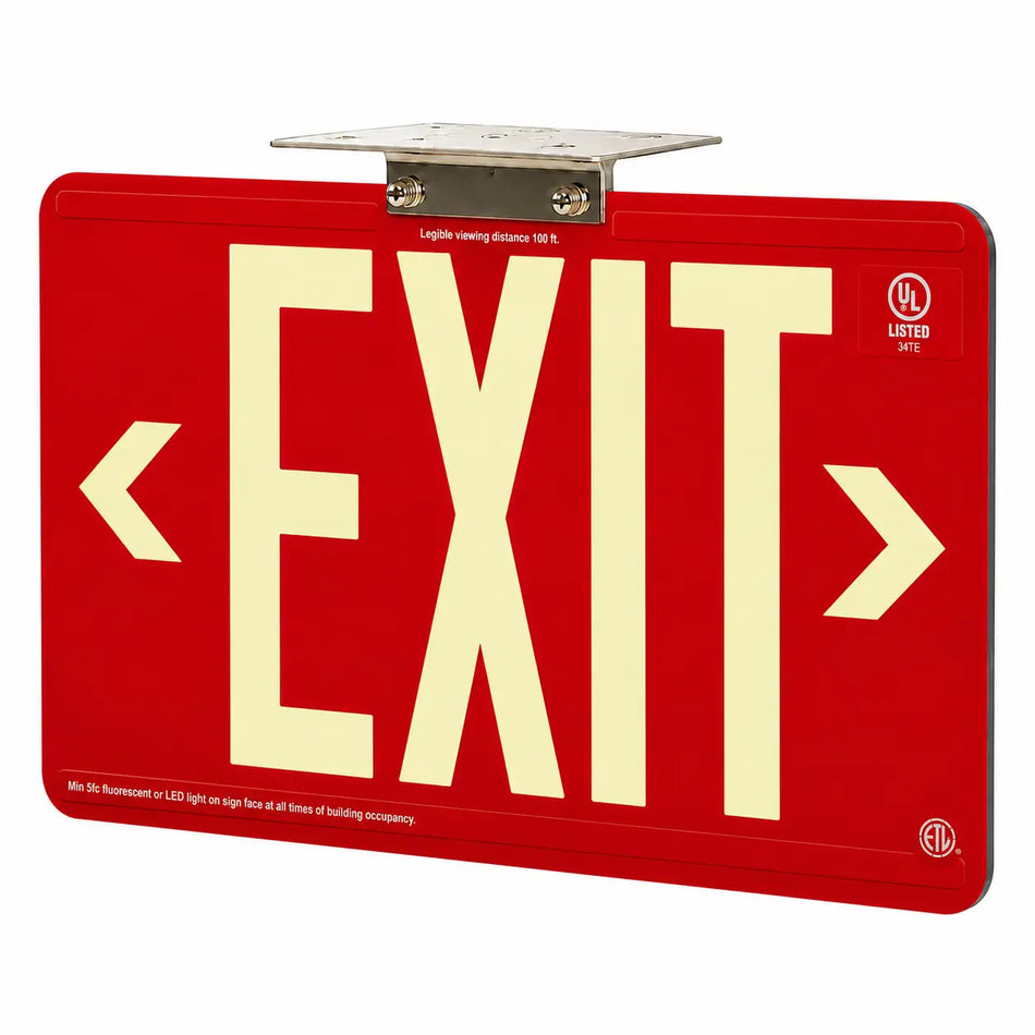 Wireless Exit Sign 100" Viewing Distance - UL Listed - Outdoor Rated- Made In USA, ceiling mounted view