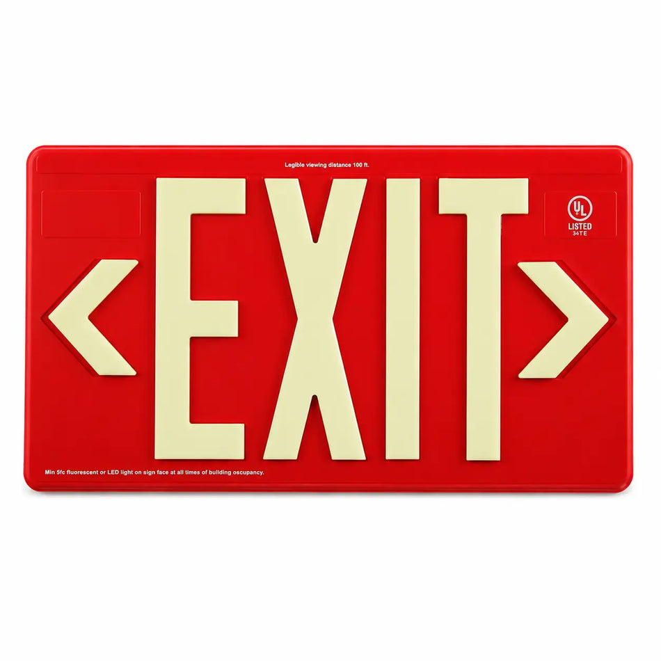 Wireless Exit Sign 100" Viewing Distance - UL Listed - Outdoor Rated- Made In USA, front view