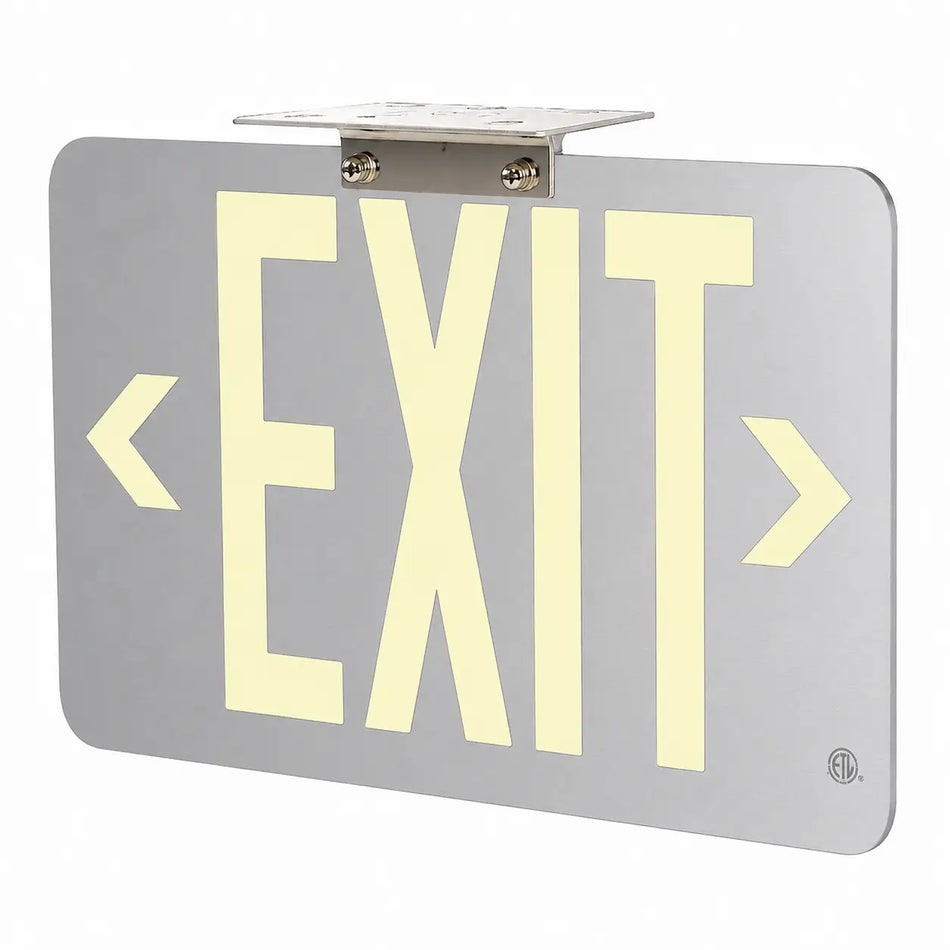 Wireless Exit Sign Aluminum - 25 Year Life - UL Listed - Made in USA - Directional Arrows, ceiling mounted view