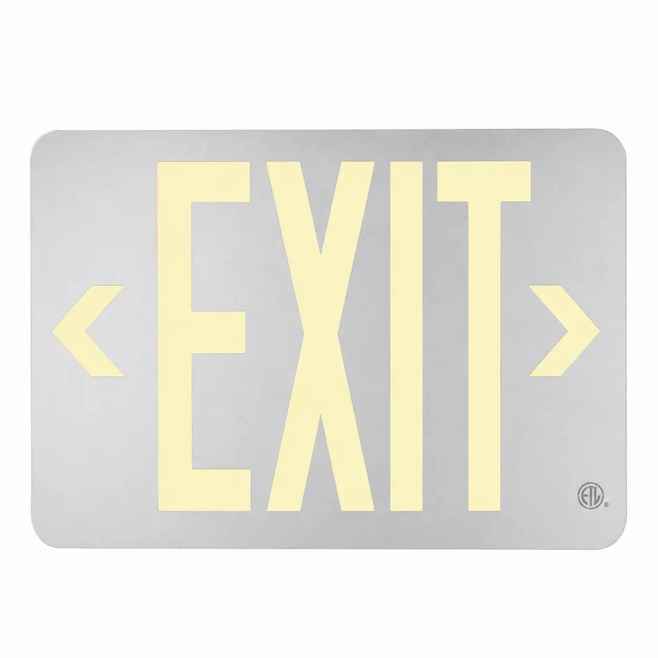 Wireless Exit Sign Aluminum - 25 Year Life - UL Listed - Made in USA - Directional Arrows, front view