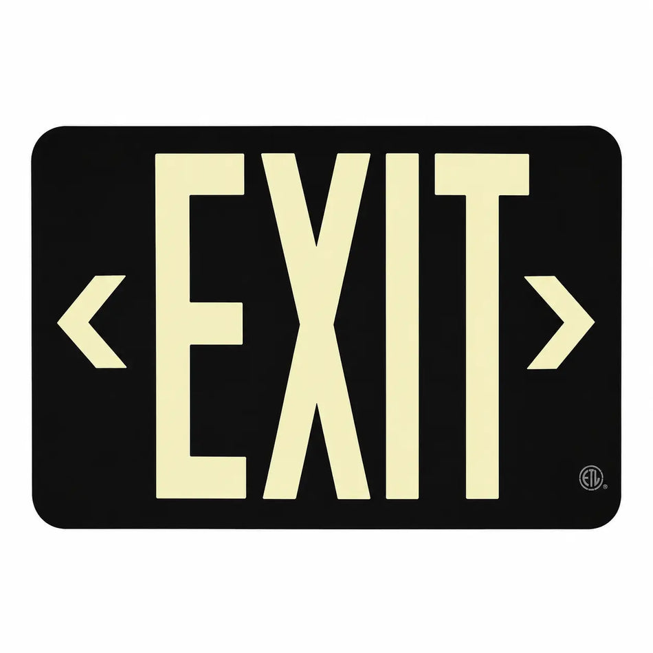 Wireless Exit Sign Black - 25 Year Life - UL Listed - Made in USA - Directional Arrows, black, front view