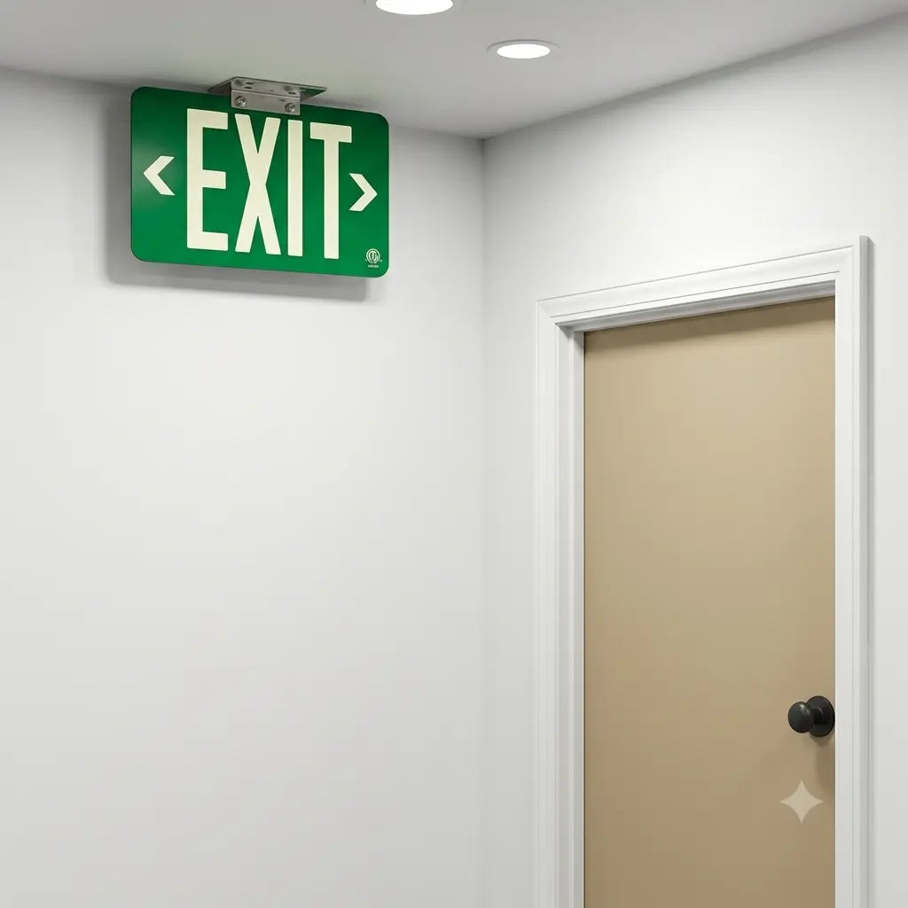 Wireless Exit Sign Green - 25 Year Life - UL Listed - Made in USA -Directional Arrows