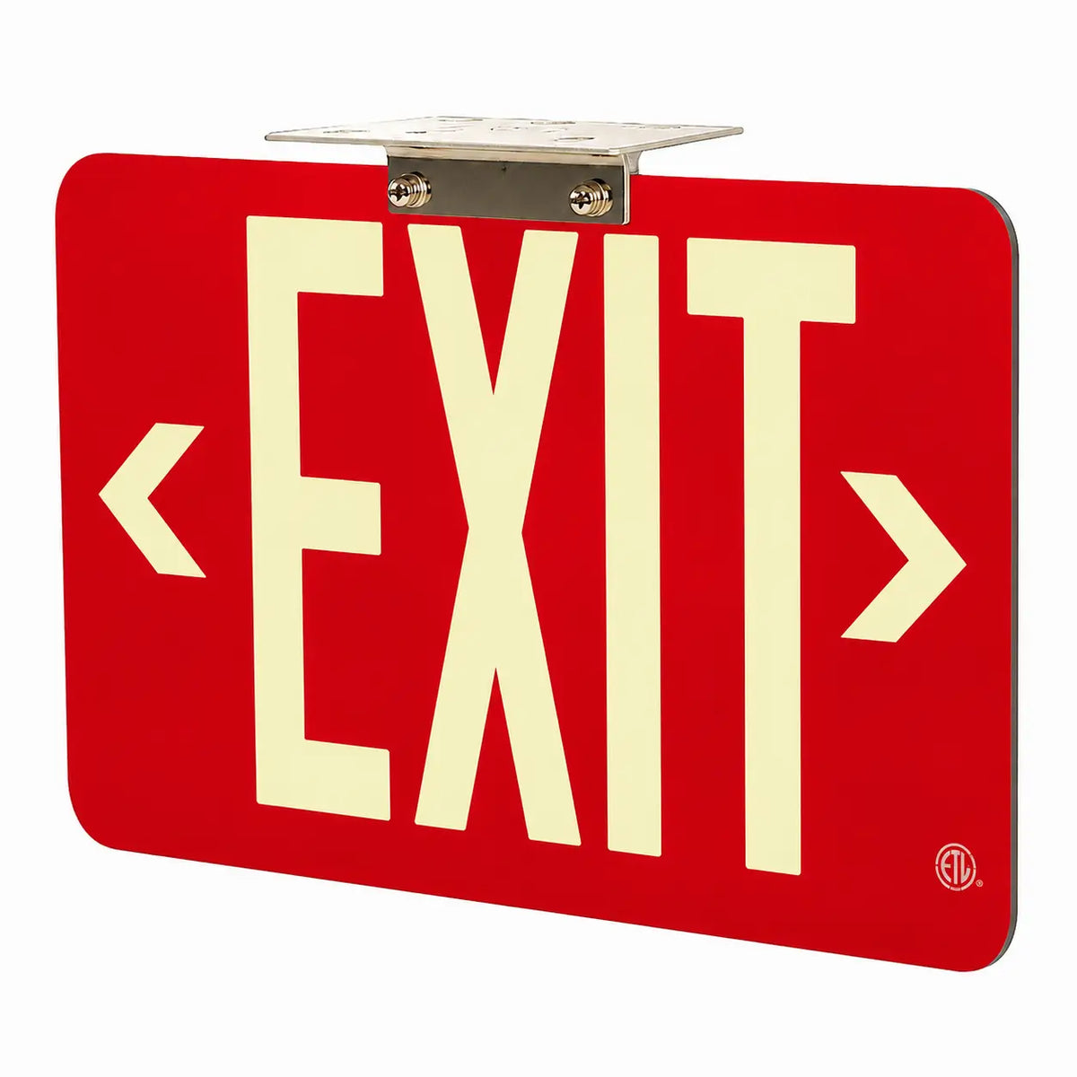 Wireless Exit Sign Red - 25 Year Life - UL Listed - Made in USA - Directional Arrows, ceiling mounted view