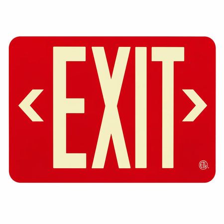 Wireless Exit Sign Red - 25 Year Life - UL Listed - Made in USA - Directional Arrows, red, front view