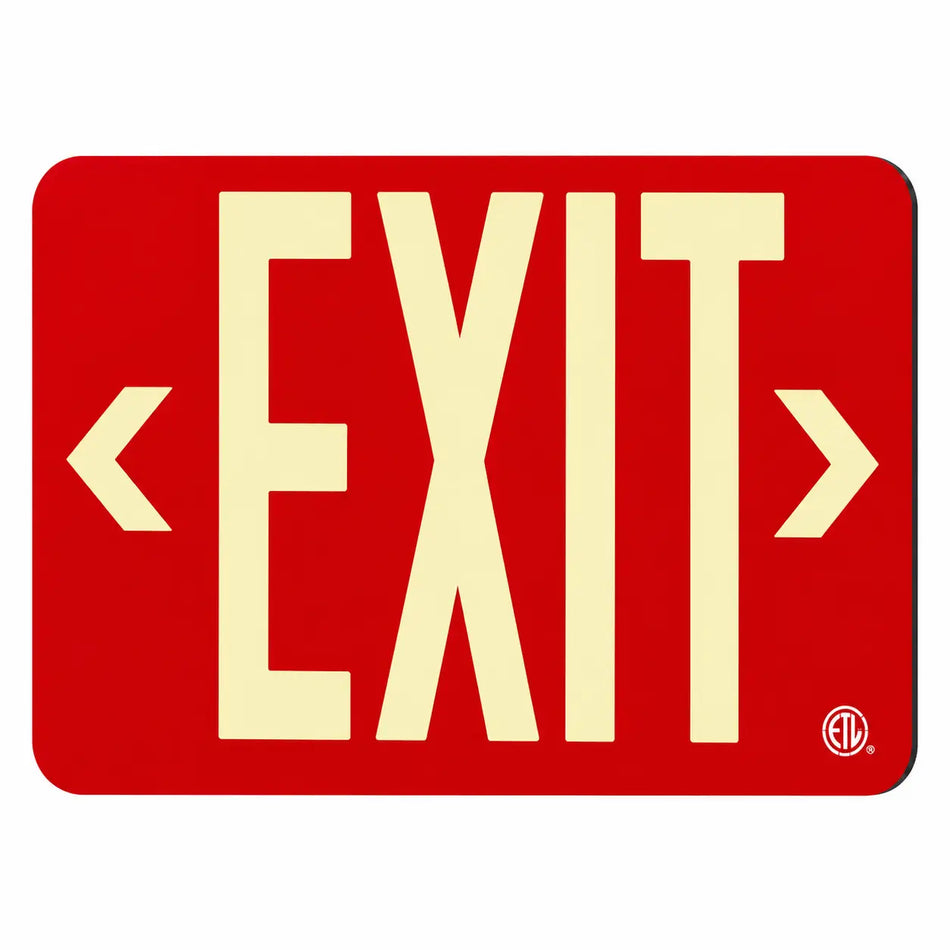 Wireless Exit Sign RED Wall Mount - 25 Year Life- Made in the USA Case of 6, front view