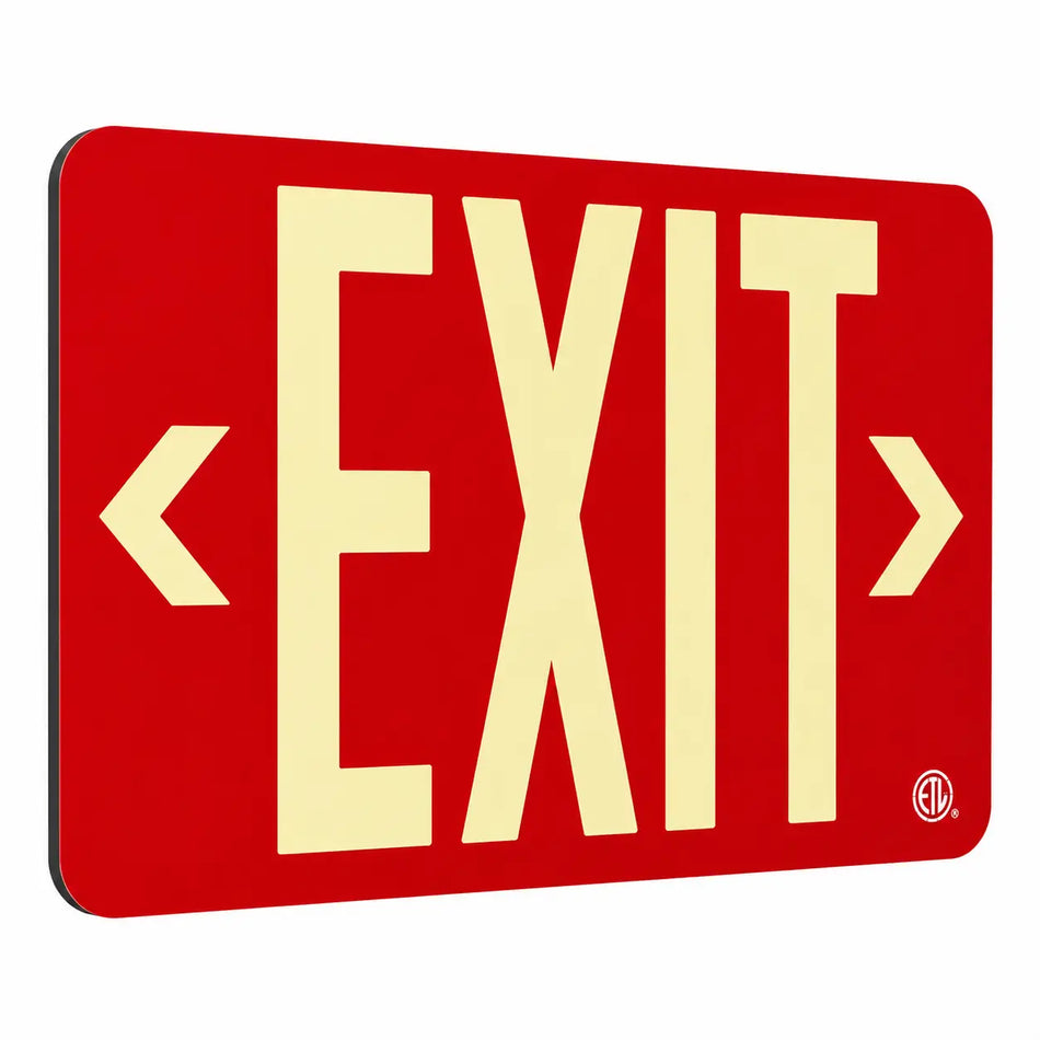 Wireless Exit Sign RED Wall Mount - 25 Year Life- Made in the USA Case of 6, left angle view