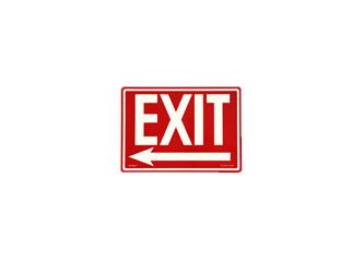 Fire Safety Photoluminescent Exit Sign with Left Arrow Red Background