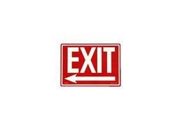 Fire Safety Photoluminescent Exit Sign with Left Arrow Red Background