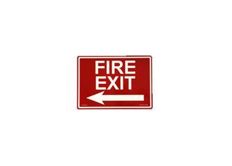 Fire Exit Sign Left Arrow - Photoluminescence 14 x10 Red Back