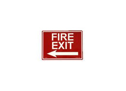 Fire Exit Sign Left Arrow - Photoluminescence 14 x10 Red Back