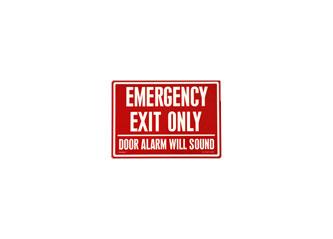 Photoluminescent Fire Safety "Emergency Exit Only (Door Alarm Will Sound)" Sign Red Background Glowi