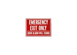 Photoluminescent Fire Safety "Emergency Exit Only (Door Alarm Will Sound)" Sign Red Background Glowi
