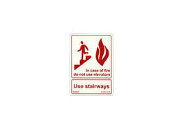 Photoluminescent Fire Safety "Use Stairways (In Case of Fire)" Sign