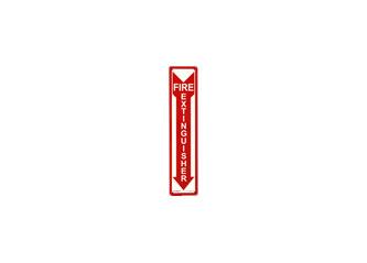 Photoluminescent Fire Safety Sign Fire Extinguisher with Arrow 4 x 18 Red Background