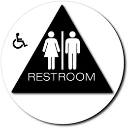 California Unisex Accessible RESTROOM Door Sign - Color Reverse