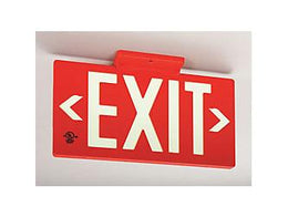 Photoluminescent Red Face Exit Sign 50 Feet Viewing UL Listed- Universal Mount