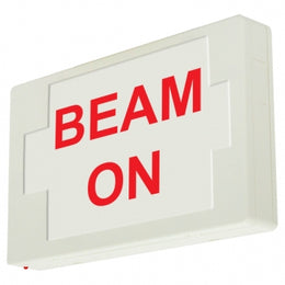 beam on sign exit sign with battery white housing red letters 