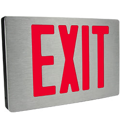 Brushed Finish Aluminum Exit Sign Red Letters with Battery UL 924