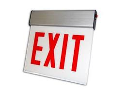 Chicago LED edge lit exit signs 90 minute battery brushed housing - code approved 
