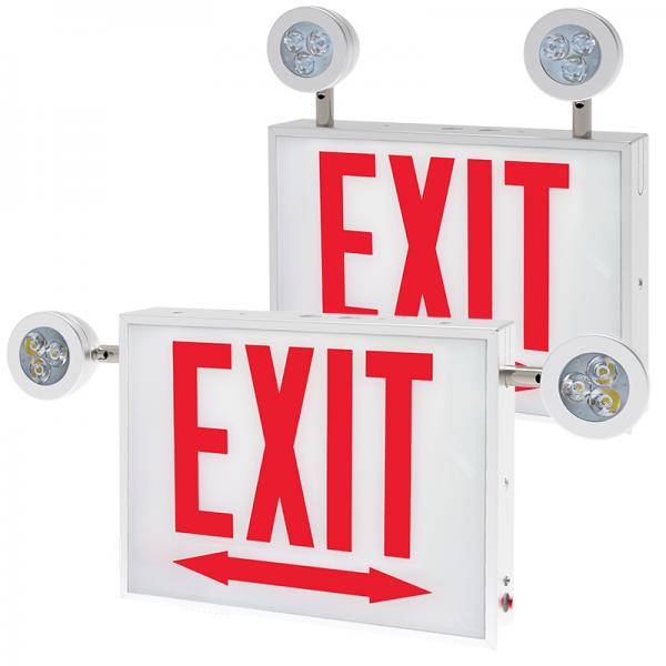Chicago Exit Sign with side or top  mount emergency lights 