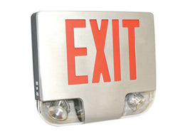 Brushed Aluminum Combination Sign and Emergency Lights 