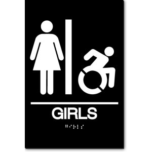 GIRLS Speedy Wheelchair Restroom Sign - NY and CT