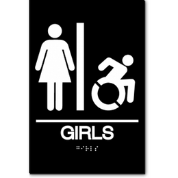 GIRLS Speedy Wheelchair Restroom Sign - NY and CT