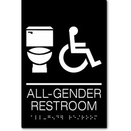 California ALL GENDER RESTROOM Accessible Toilet ADA Wall Sign